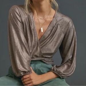 Anthropologie Luanne Shimmer Top Sz Small